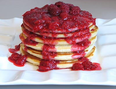 Pancakes with Raspberry Sauce