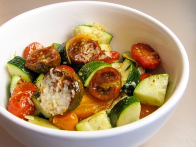 Roasted Tomato Medley with Zucchini and Cotija Cheese