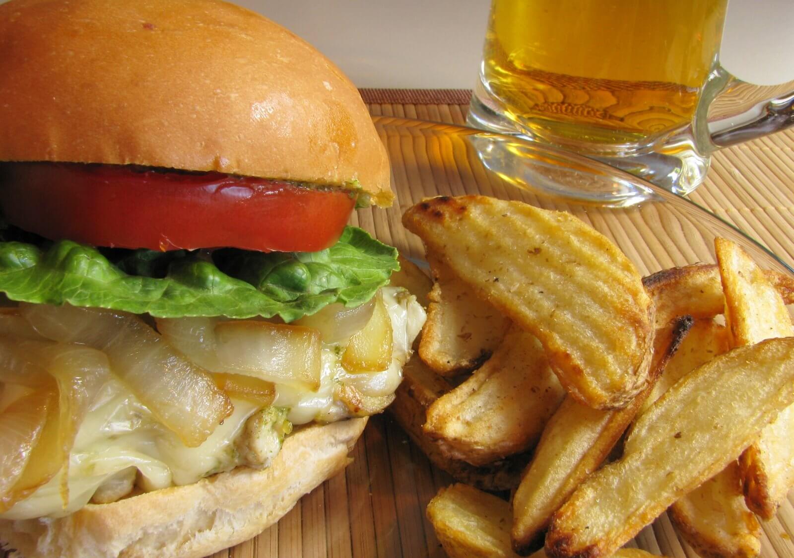 Pesto Chicken Sandwich with Caramelized Onions and Havarti