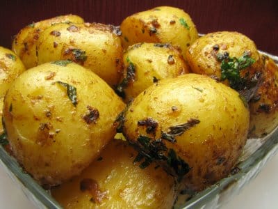 Roasted Baby Potatoes with Soy, Butter and Parsley