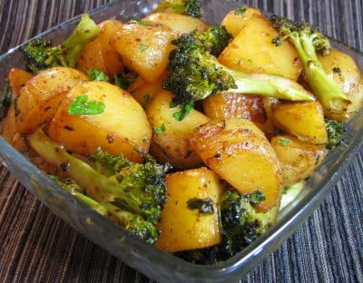 Roasted Baby Potatoes and Broccoli with Soy Sauce, Butter and Parsley