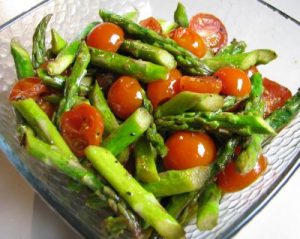 Roasted Asparagus and Cherry Tomatoes with a Balsamic Vinaigrette