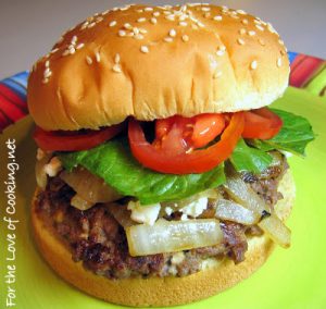 Hamburgers with Feta and Caramelized Onions