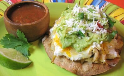 Chicken, Roasted Poblano and Bell Pepper Tostadas