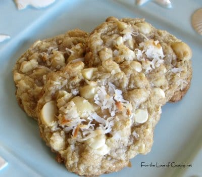 White Chocolate, Macadamia Nut and Coconut Cookies