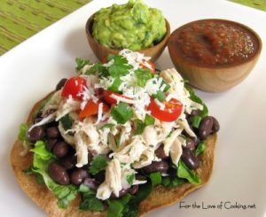 Shredded Chicken and Black Bean Tostadas