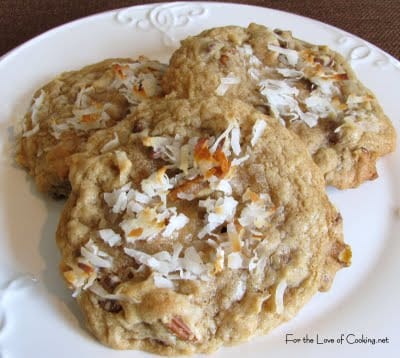 White Chocolate and Semi Sweet Chocolate Swirl Chip, Coconut, Pecan Cookies