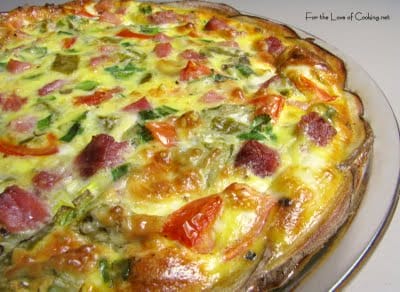 Green Chile and Ham Quiche with a Potato Crust