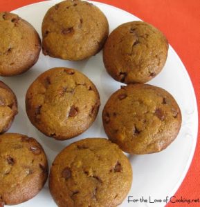 Pumpkin Muffins with Cinnamon Chips and Walnuts