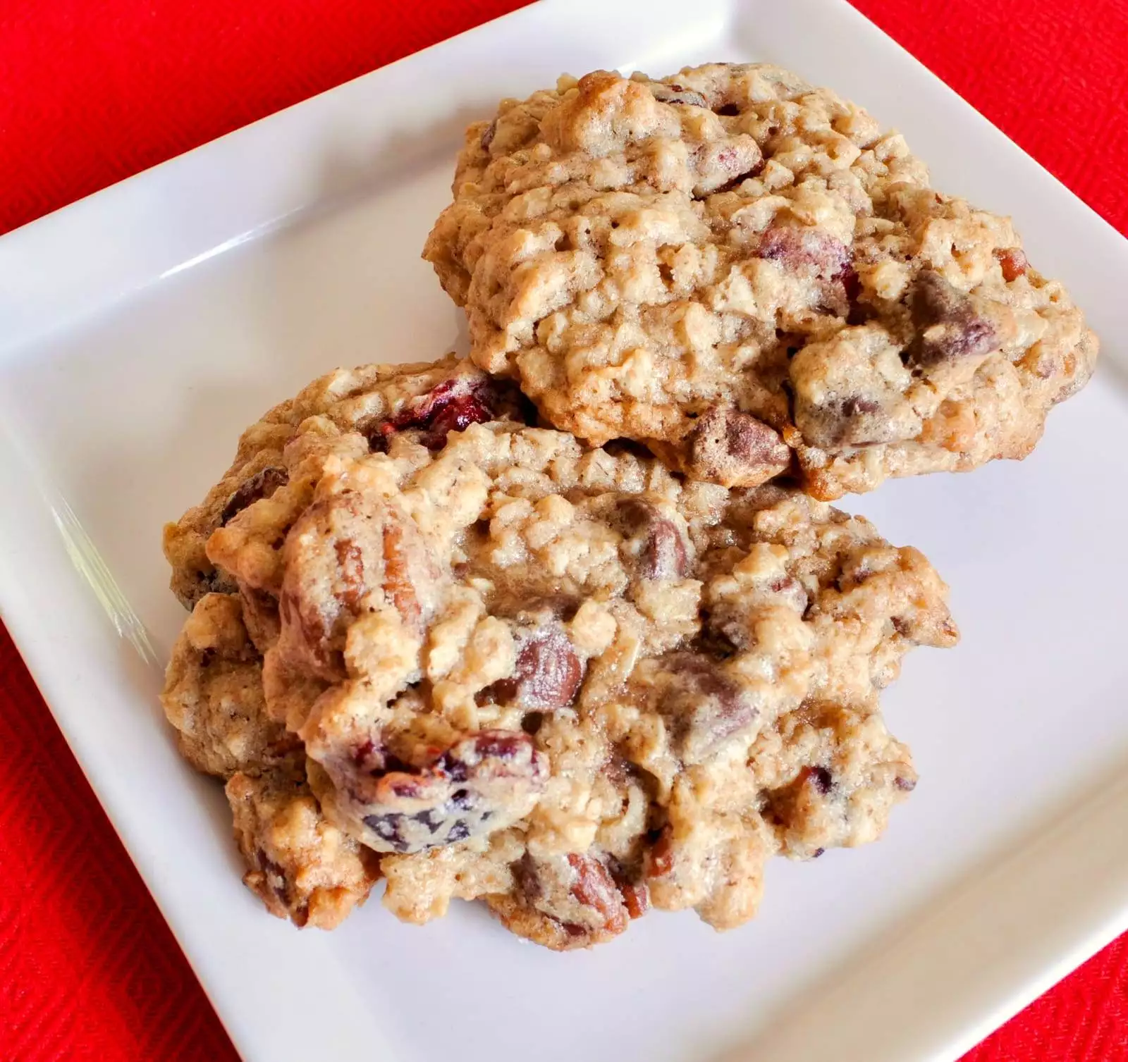 Oatmeal, Chocolate Chip, Craisin, and Pecan Cookies