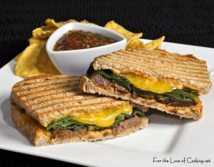 Steak, Roasted Poblano Pepper, and Sharp Cheddar Cheese Panini