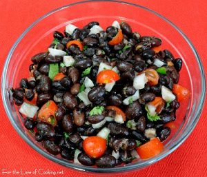 Black Beans with Tomato, Onion, Cilantro, and Garlic