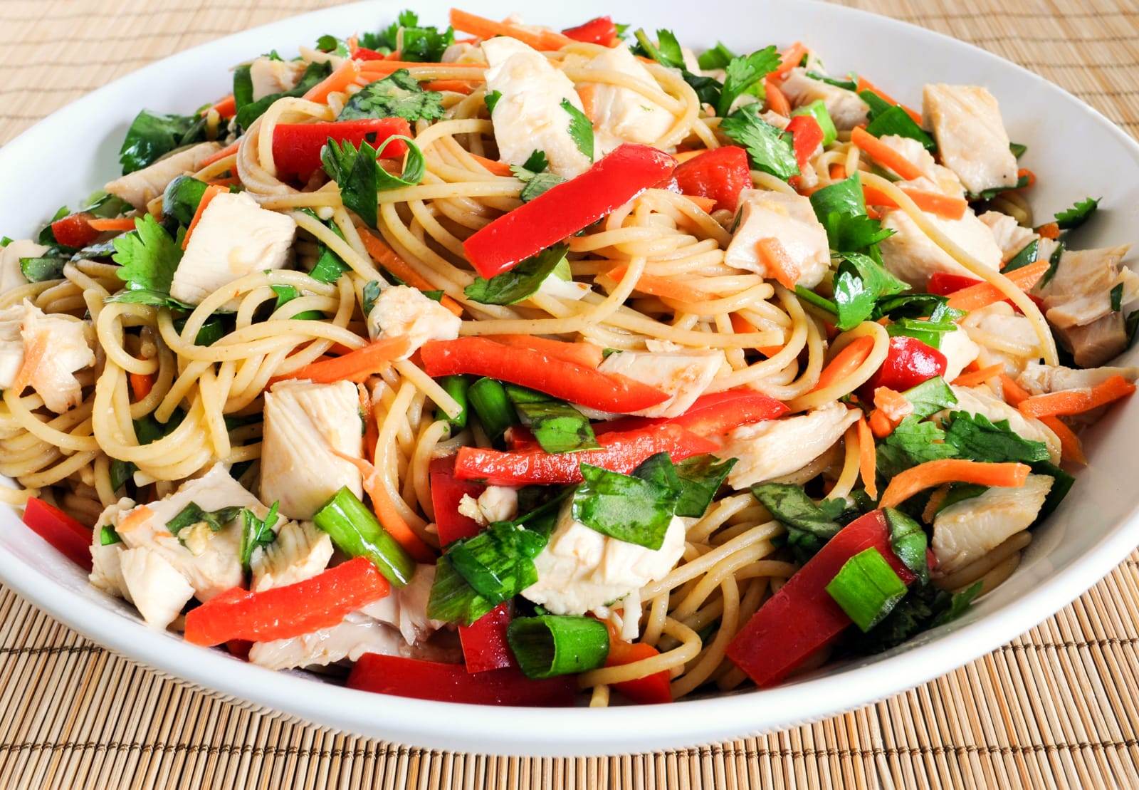 Spicy Sesame Noodles with Roasted Chicken