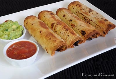 Ground Beef, Black Bean, and Cheddar Cheese Taquitos