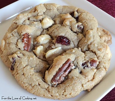 White Chocolate, Pecan, and Craisin Cookies