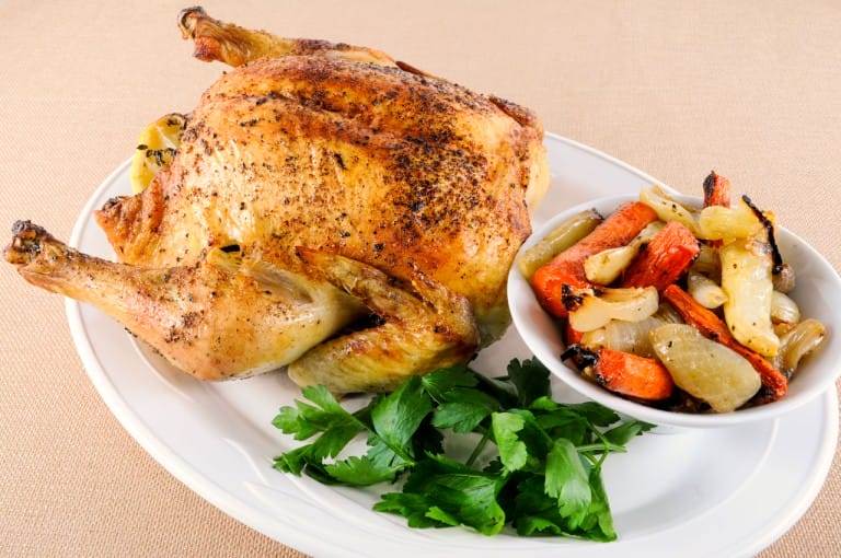 Roasted Chicken with Carrots, Fennel, and Onion