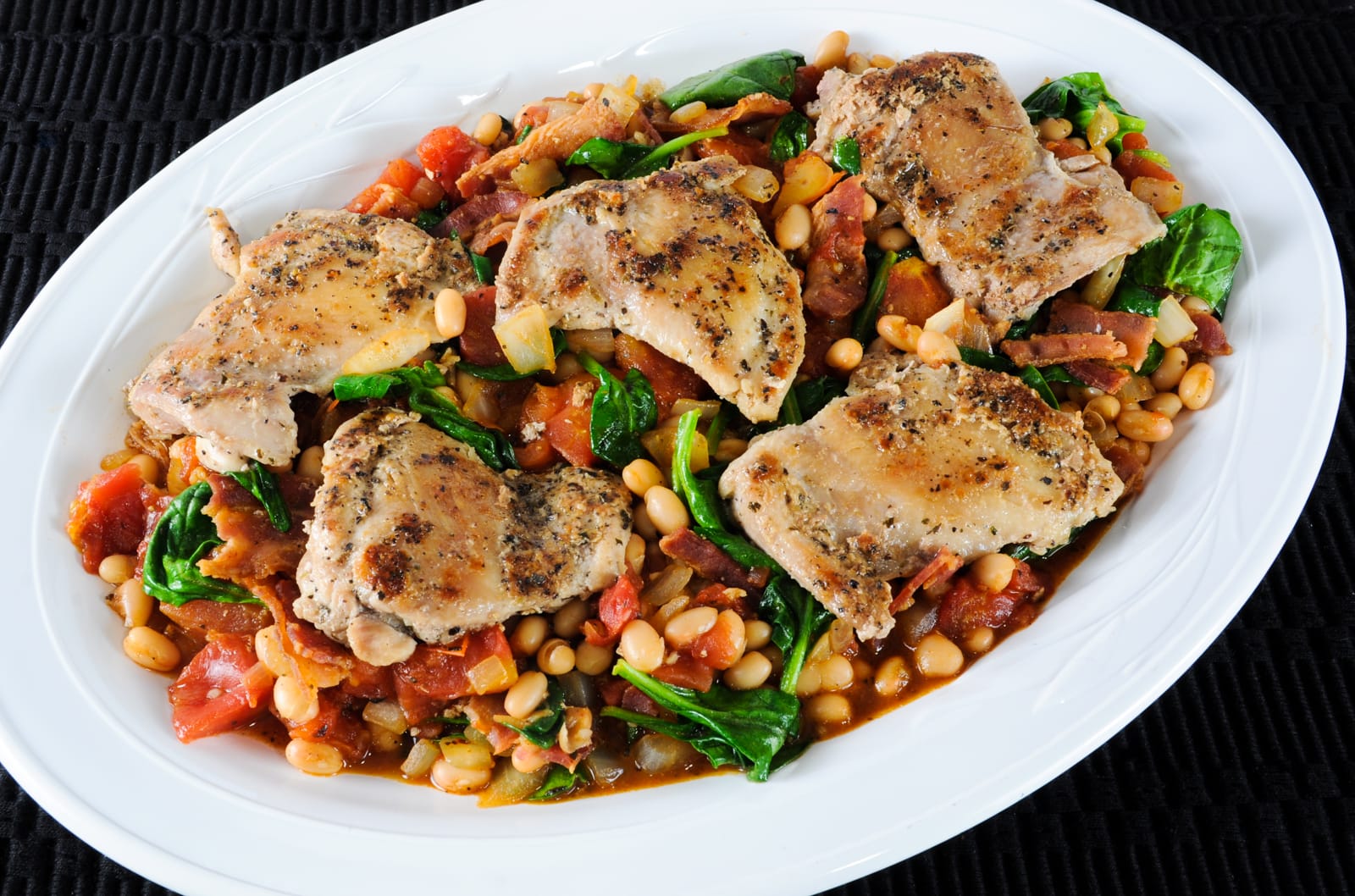 Tuscan Chicken with White Beans and Spinach
