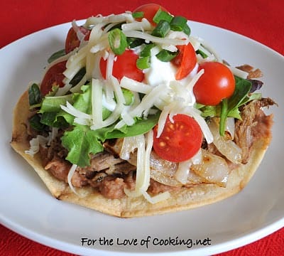 Shredded Pork and Caramelized Onion Tostada