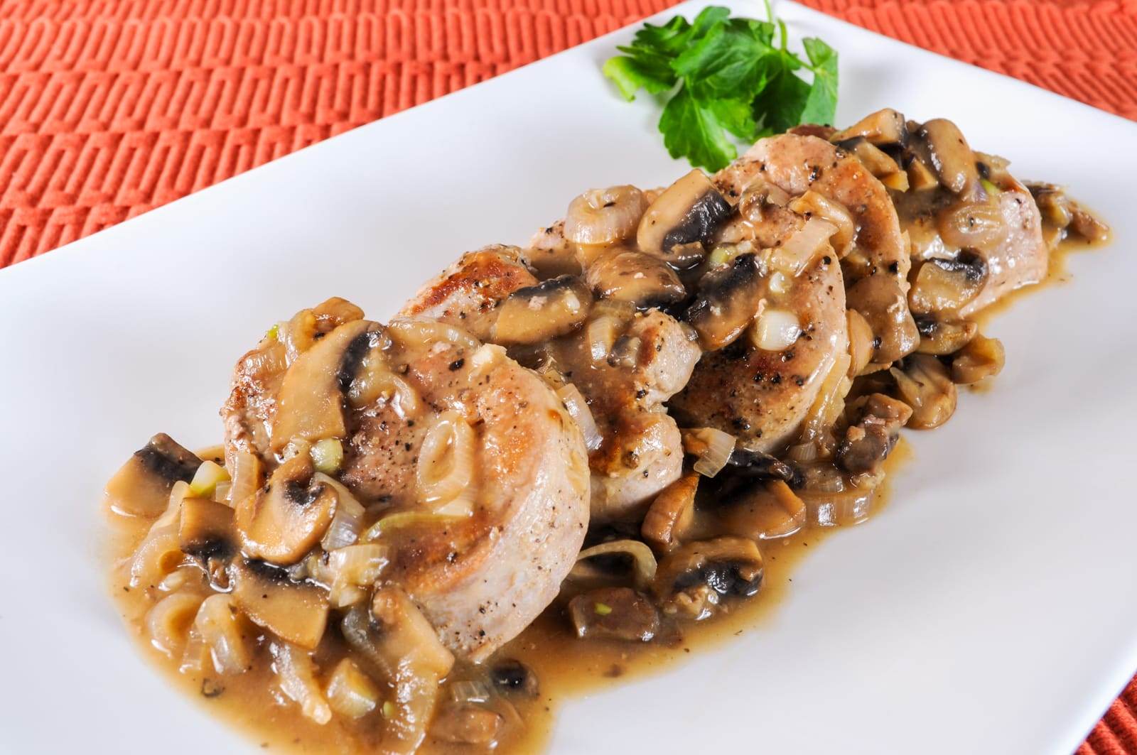 Pork Medallions Smothered in a Mushroom and Shallot Gravy