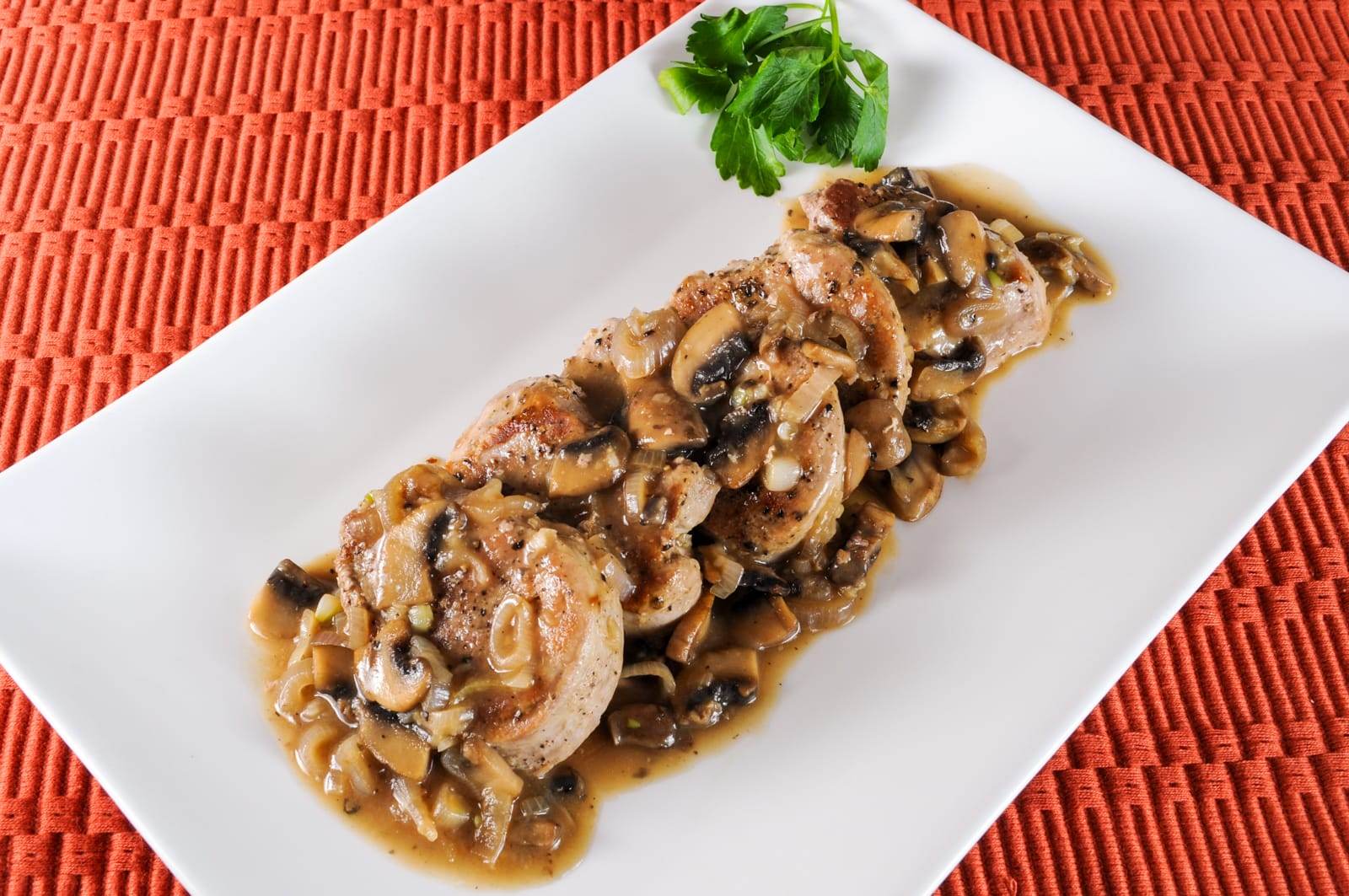 Pork Medallions Smothered in a Mushroom and Shallot Gravy