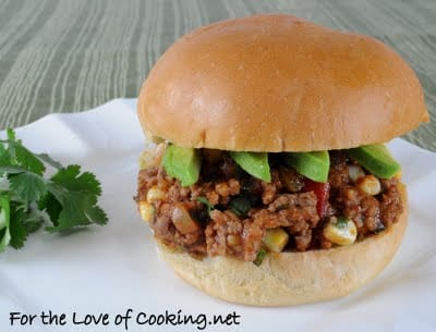 Southwestern Sloppy Joes with Avocado Slices