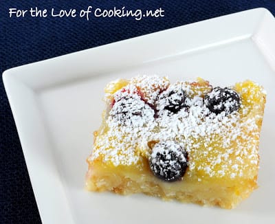 Lemon and Blueberry Bars with a Coconut Crust