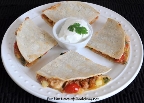 Southwestern Chicken, Bean, and Sharp Cheddar Quesadilla