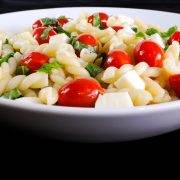 Caprese Pasta Salad with a White Balsamic Vinaigrette