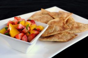 Strawberry and Mango Salsa with Cinnamon Chips