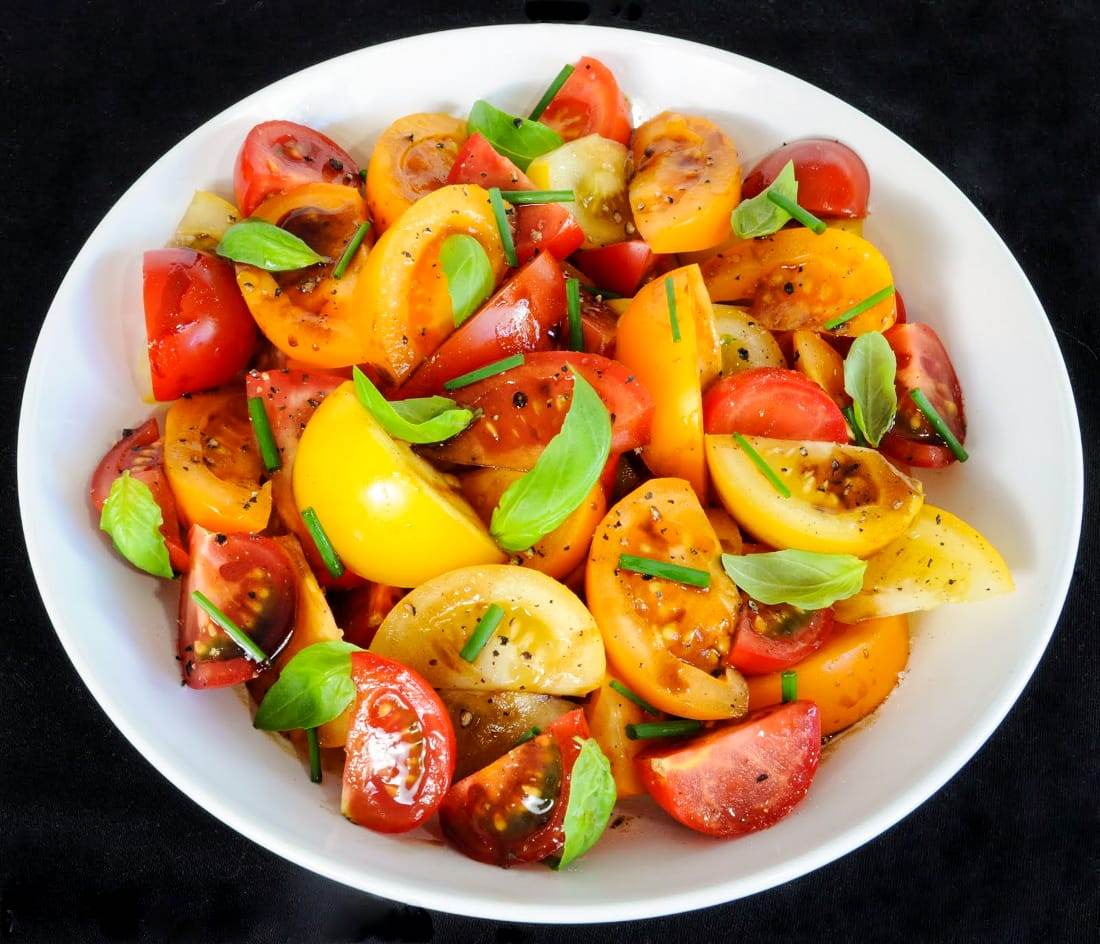 Tomato Salad with Fresh Herbs and a Balsamic Reduction