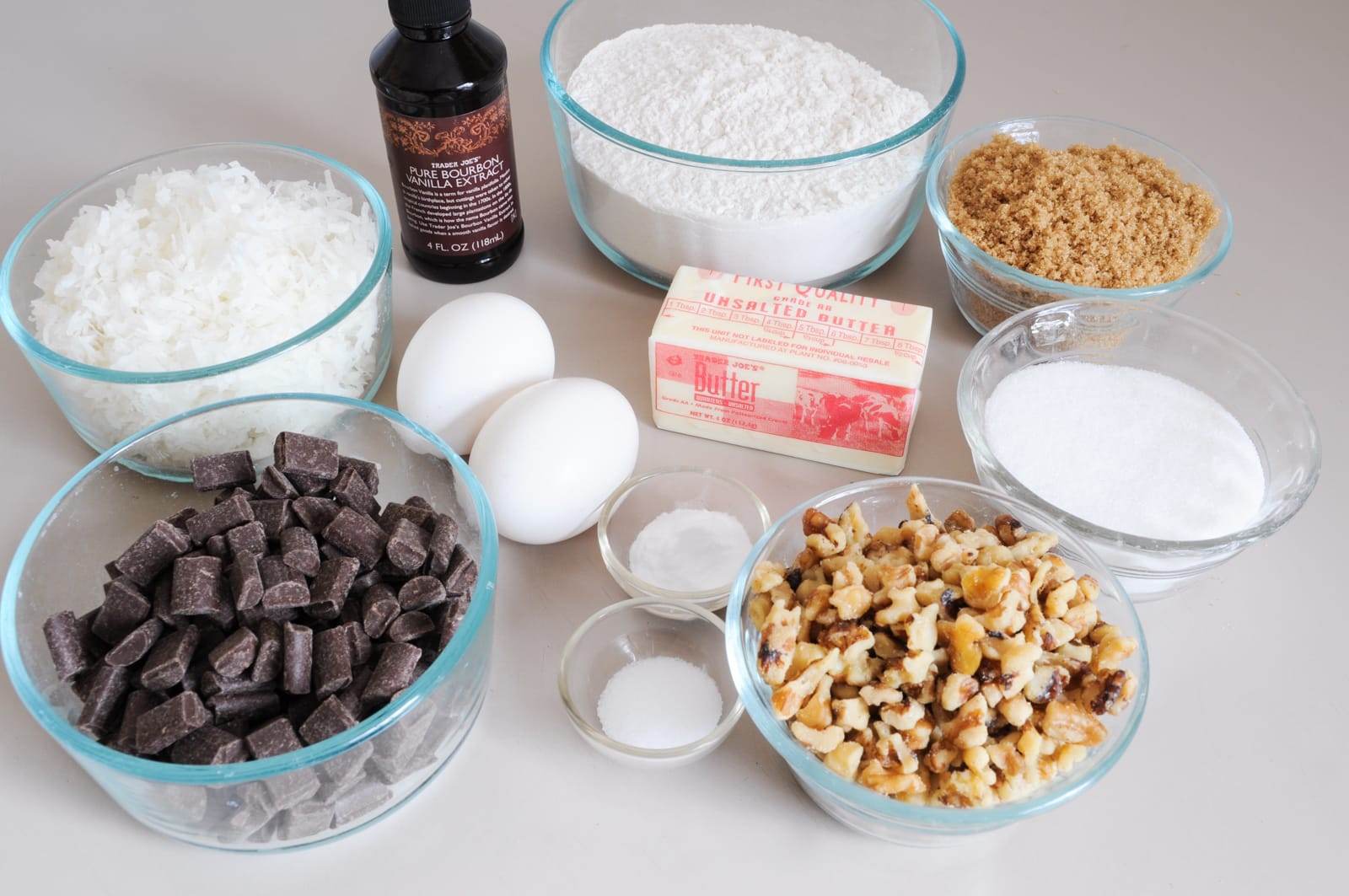 Coconut, Chocolate Chunk, and Walnut Cookies