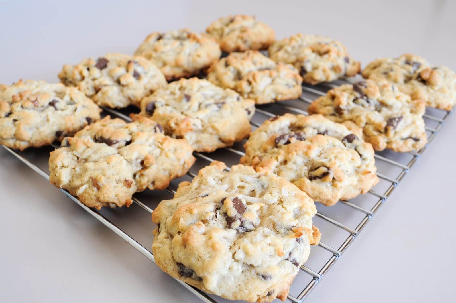 Coconut, Chocolate Chunk, and Walnut Cookies