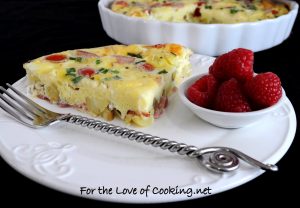 Brie, Ham, Potato, Chive, and Tomato Frittata