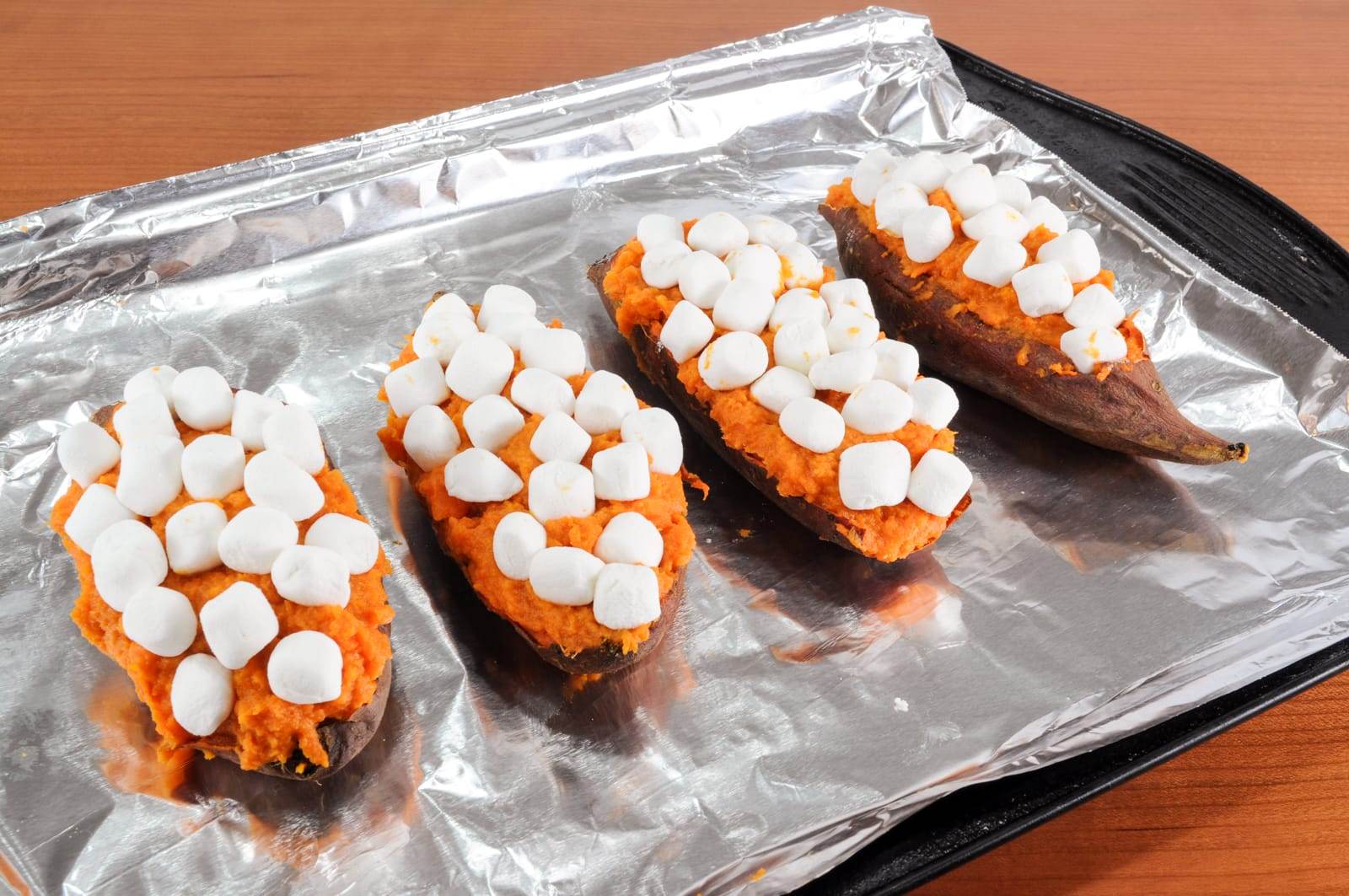 Twice Baked Maple Cinnamon Yams with Mini Marshmallows