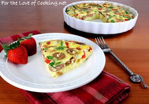 Frittata with Jalapeno Chicken Sausage, Spinach, Roasted Bell Peppers, and Feta