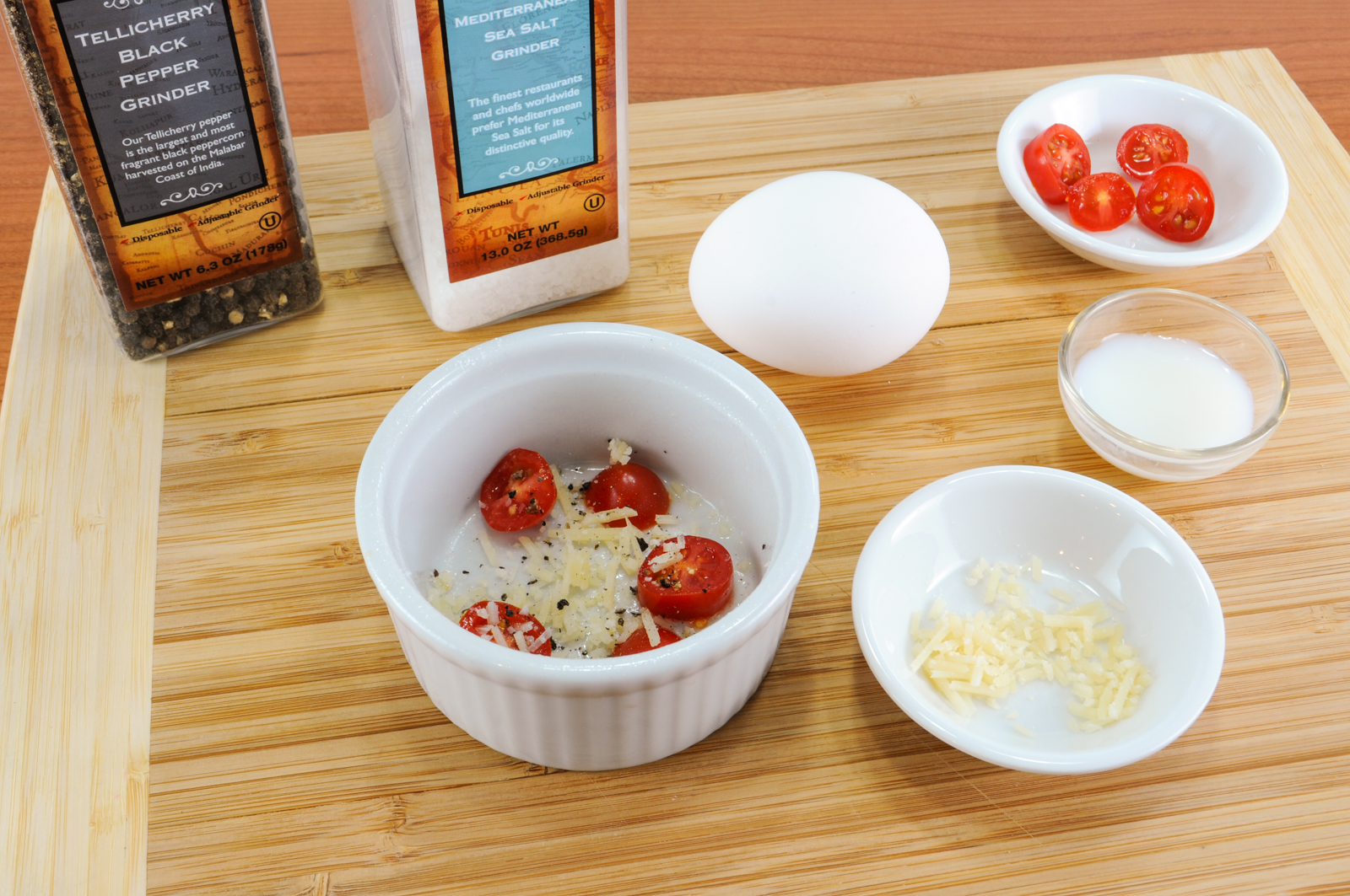 Parmesan and Tomato Baked Egg with Toast Soldiers