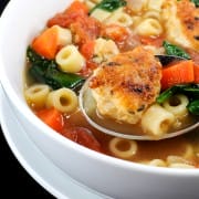 Mini Chicken Meatball, Pasta, and Vegetable Soup