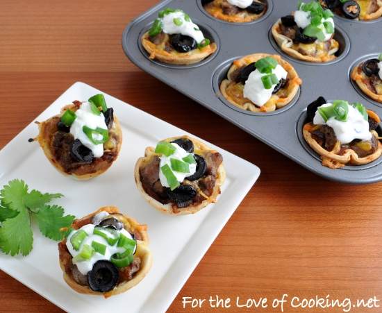 Mini Steak and Bean Taco Cups