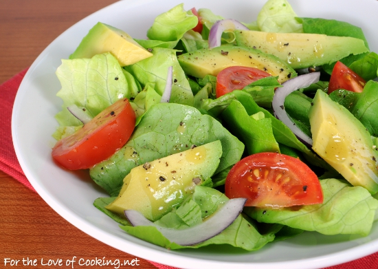 Avocado and Butter Leaf Salad with a Tangy Mustard Garlic Vinaigrette