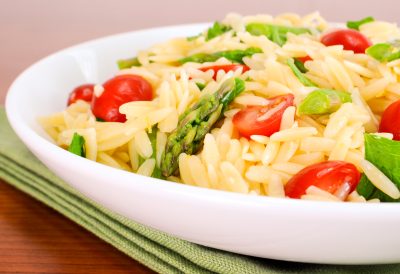 Lemon Orzo Salad with Asparagus and Tomatoes