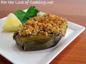 Baby Artichokes Stuffed with Panko, Parmesan, and Garlic