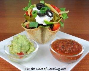 Mini Shredded Beef Taco Salads in Crispy Corn Tortilla Cups