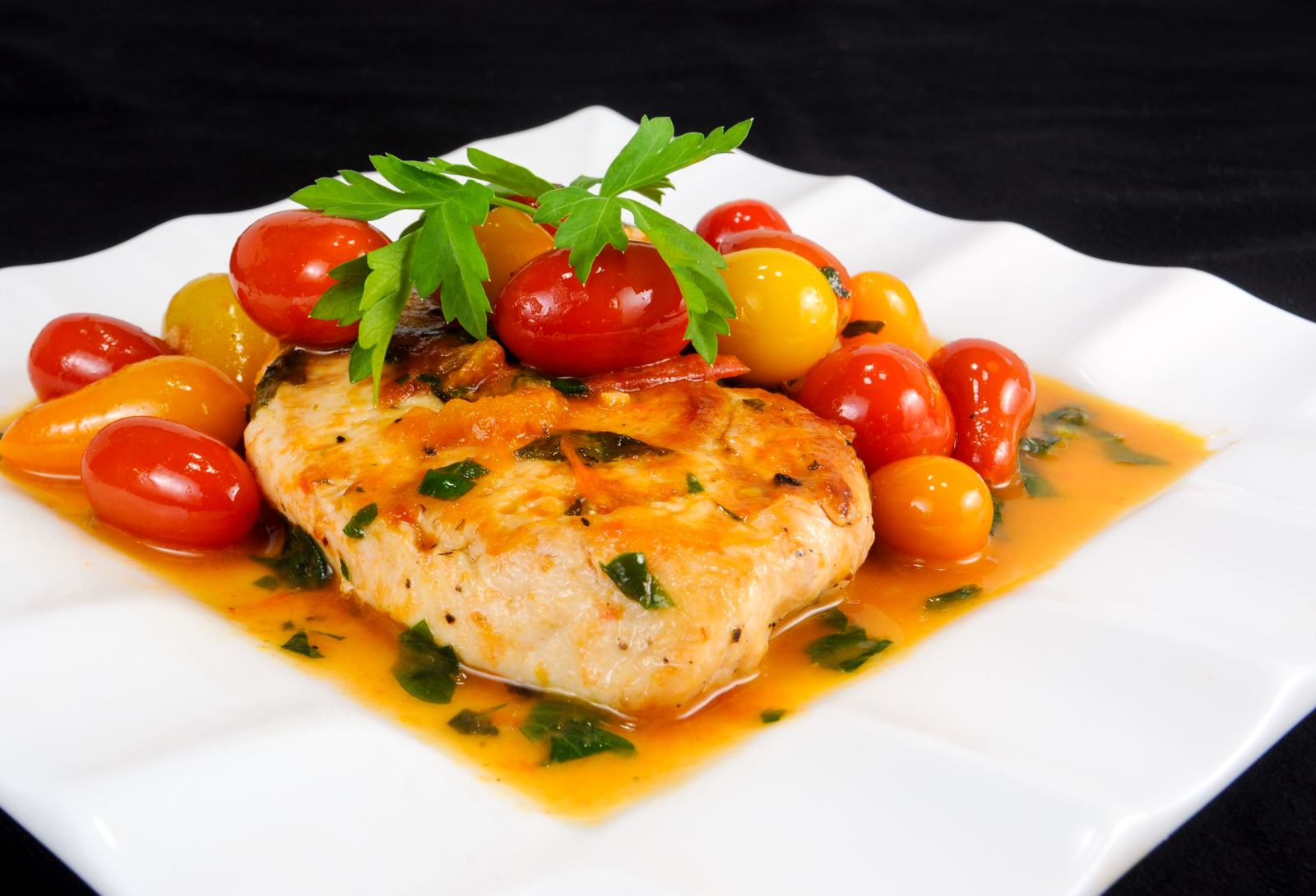 Chicken Breasts with Tomato Herb Pan Sauce