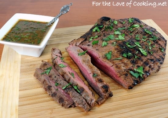 Pan Grilled Flank Steak with Soy-Mustard Sauce