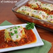 Spinach Lasagna Roll Ups with a Slow Simmered Meat Sauce