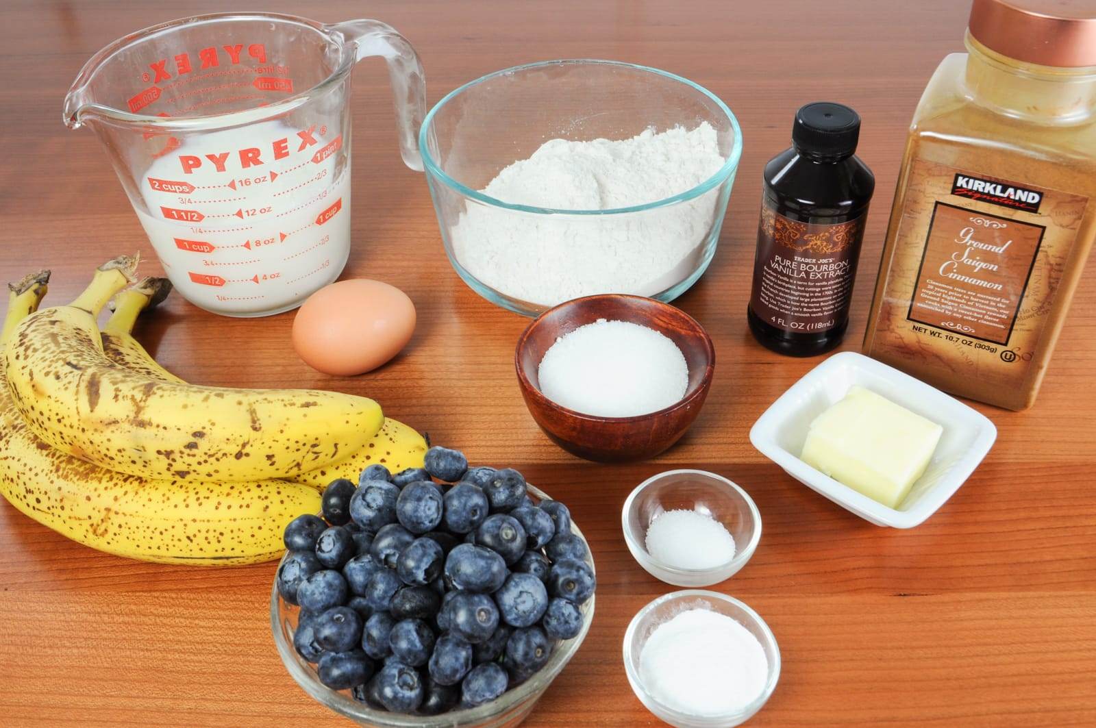 Banana and Blueberry Pancakes with Cinnamon Vanilla Butter