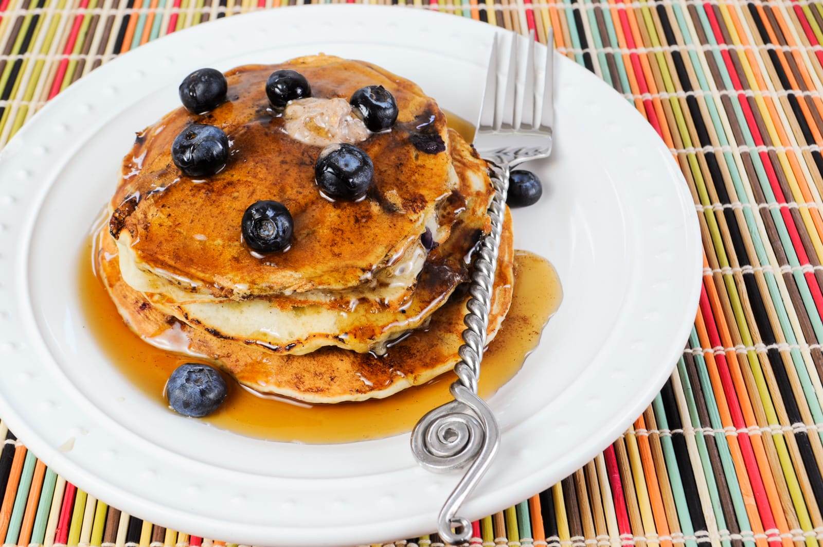 Banana and Blueberry Pancakes with Cinnamon Vanilla Butter