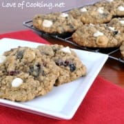 Blueberry and Cherry Oatmeal Cookies with White Chocolate Chips