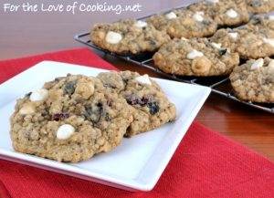 Blueberry and Cherry Oatmeal Cookies with White Chocolate Chips