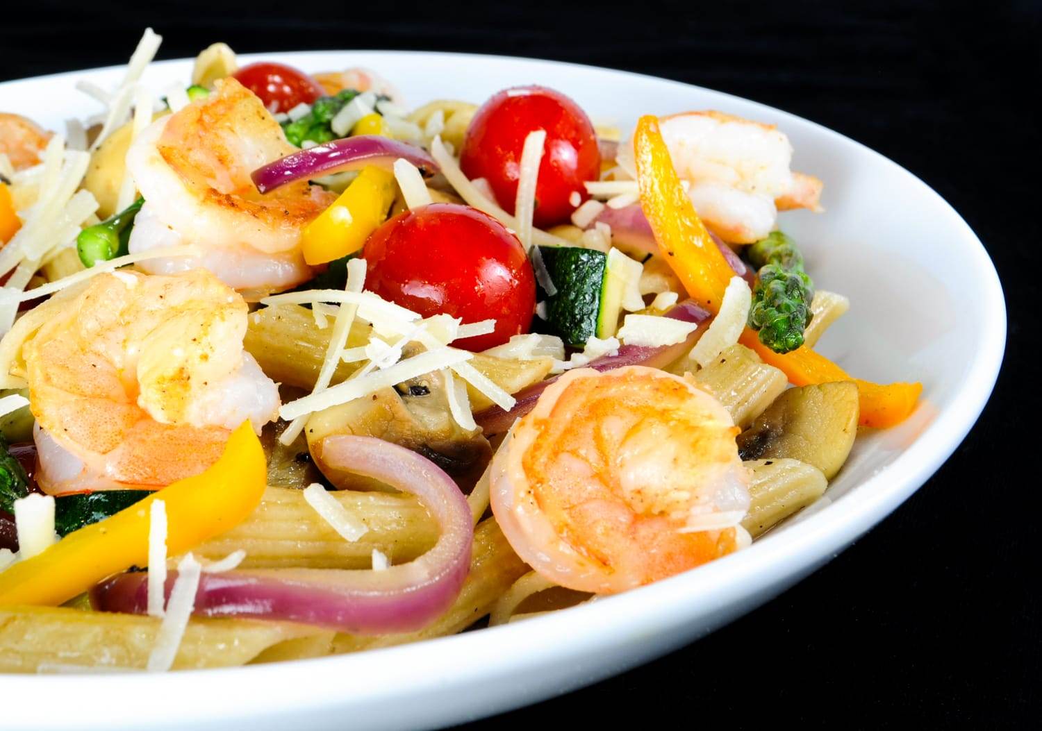 Summer Veggies with Pasta and Shrimp